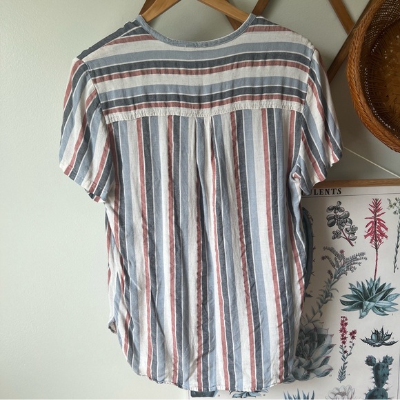 Max Studio Striped Button Up Top Large - Picture 4 of 4